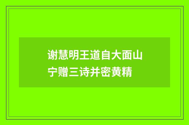 谢慧明王道自大面山宁赠三诗并密黄精