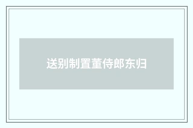 送别制置董侍郎东归
