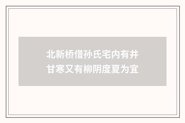 北新桥借孙氏宅内有井甘寒又有柳阴度夏为宜