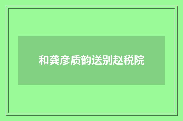 和龚彦质韵送别赵税院