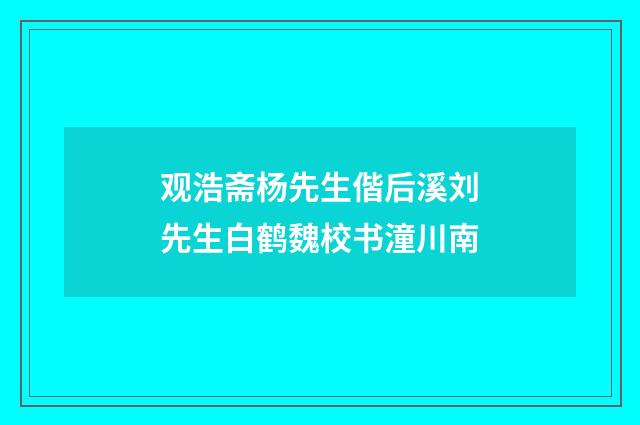 观浩斋杨先生偕后溪刘先生白鹤魏校书潼川南