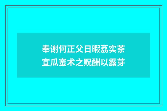 奉谢何正父日暇荔实茶宣瓜蜜术之贶酬以露芽