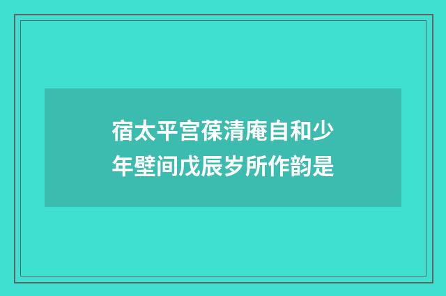 宿太平宫葆清庵自和少年壁间戊辰岁所作韵是