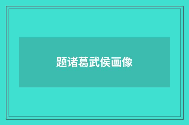 题诸葛武侯画像
