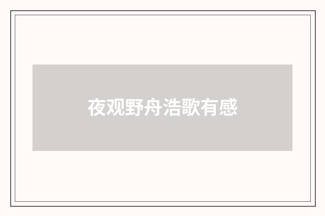 夜观野舟浩歌有感