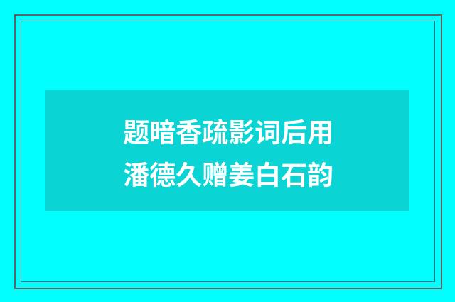 题暗香疏影词后用潘德久赠姜白石韵