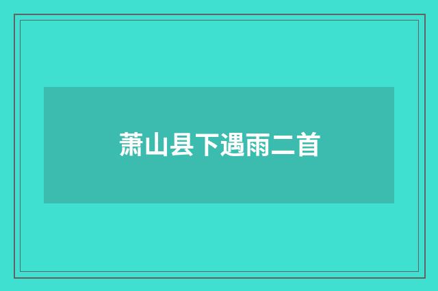 萧山县下遇雨二首