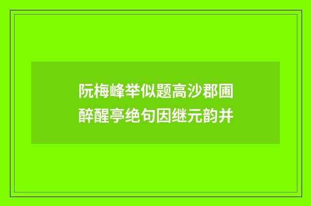 阮梅峰举似题高沙郡圃醉醒亭绝句因继元韵并