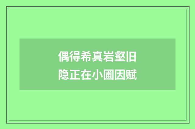 偶得希真岩壑旧隐正在小圃因赋