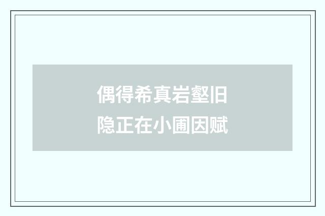 偶得希真岩壑旧隐正在小圃因赋