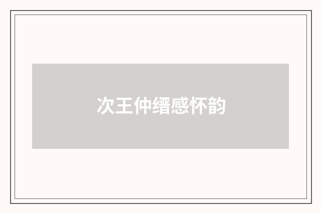 次王仲缙感怀韵