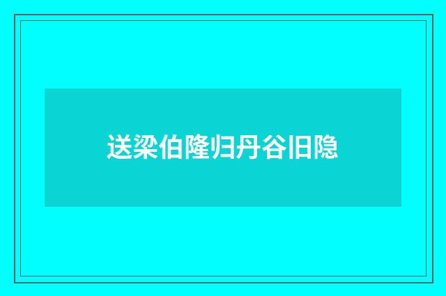 送梁伯隆归丹谷旧隐
