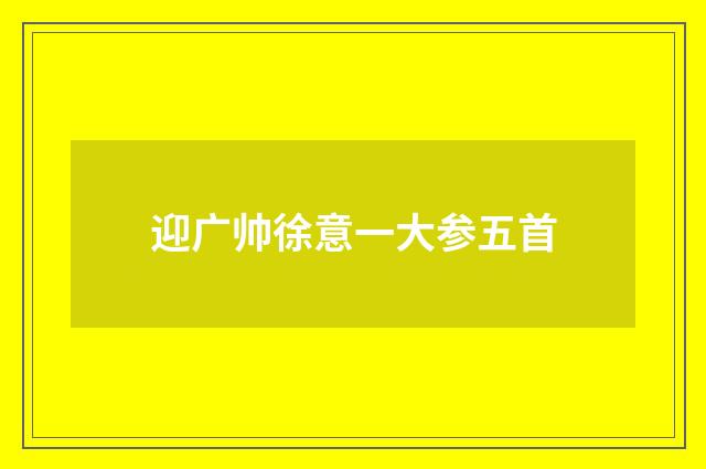 迎广帅徐意一大参五首
