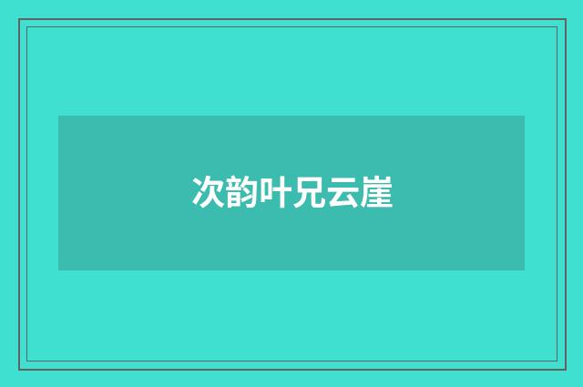 次韵叶兄云崖