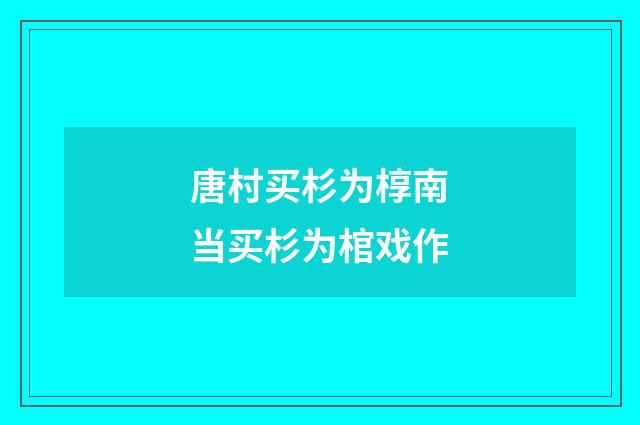 唐村买杉为椁南当买杉为棺戏作