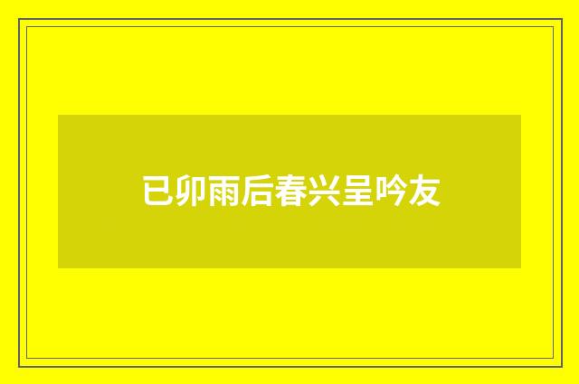 已卯雨后春兴呈吟友