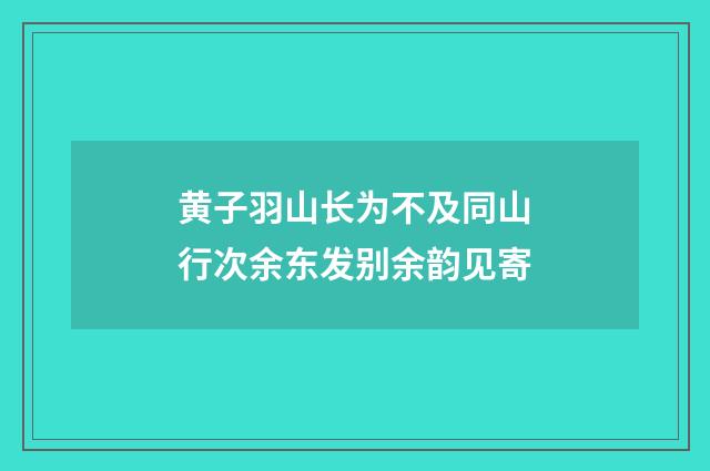 黄子羽山长为不及同山行次余东发别余韵见寄