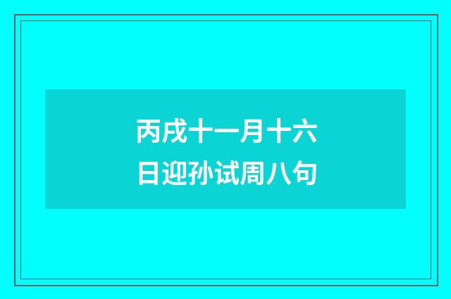 丙戌十一月十六日迎孙试周八句