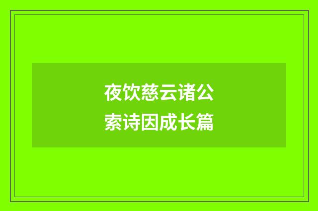 夜饮慈云诸公索诗因成长篇
