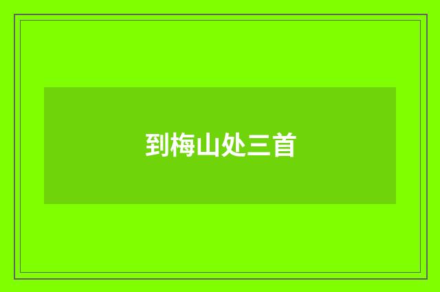 到梅山处三首