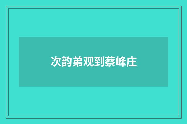 次韵弟观到蔡峰庄