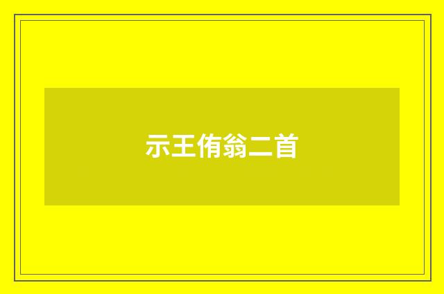 示王侑翁二首