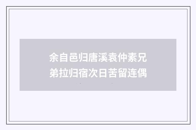 余自邑归唐溪袁仲素兄弟拉归宿次日苦留连偶