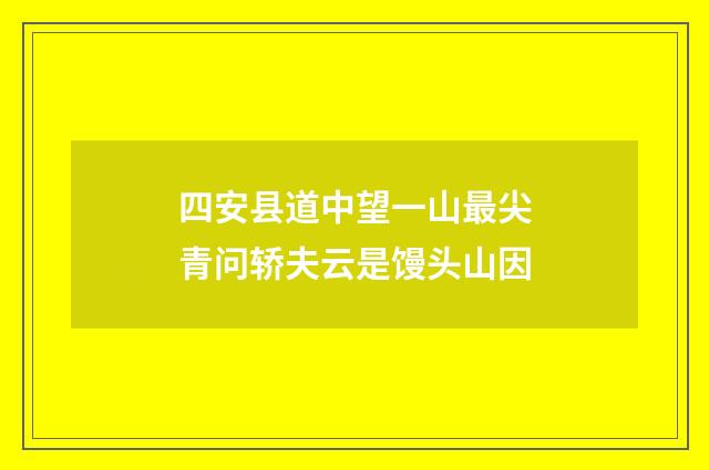 四安县道中望一山最尖青问轿夫云是馒头山因