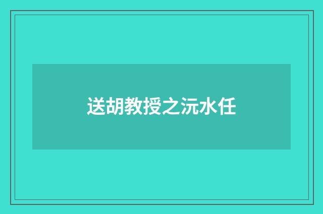 送胡教授之沅水任