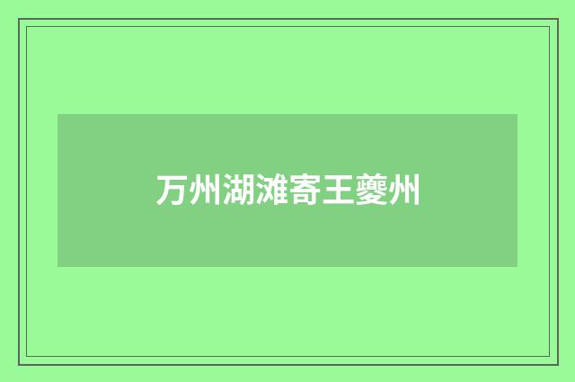 万州湖滩寄王夔州