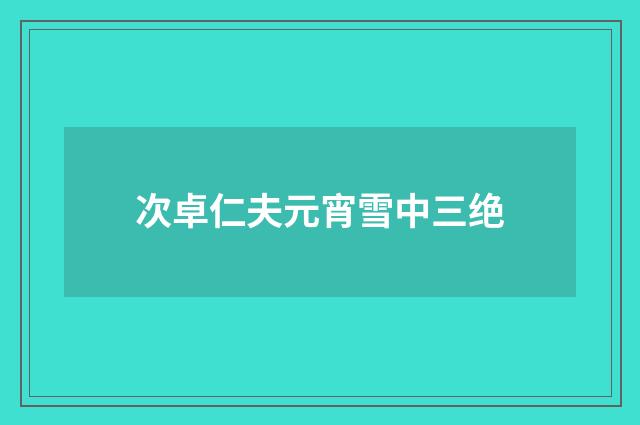 次卓仁夫元宵雪中三绝