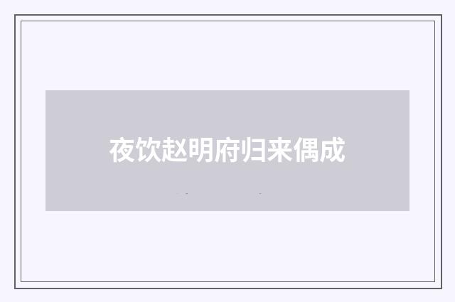 夜饮赵明府归来偶成