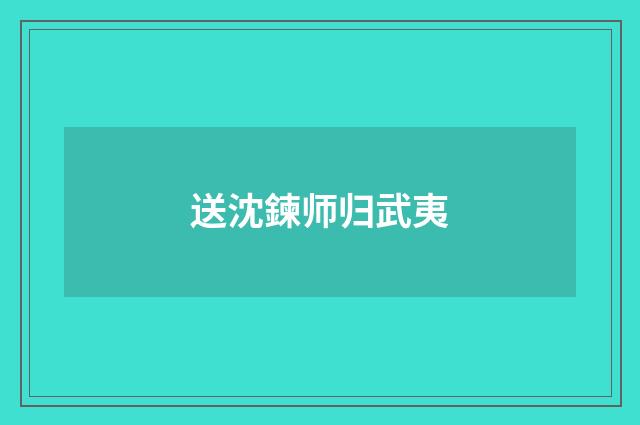 送沈鍊师归武夷