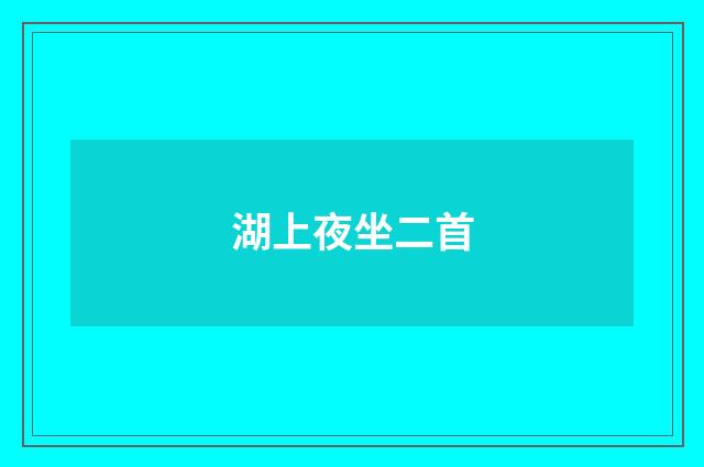 湖上夜坐二首