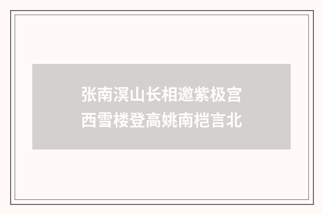 张南溟山长相邀紫极宫西雪楼登高姚南桤言北