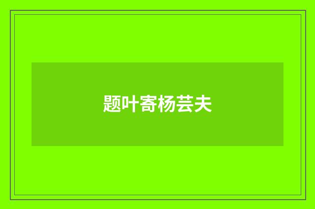 题叶寄杨芸夫