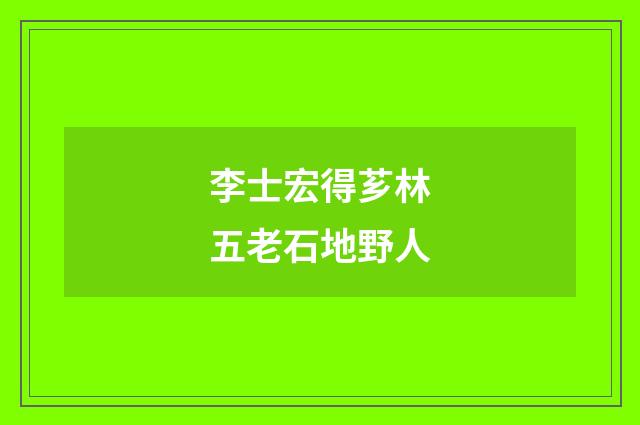 李士宏得芗林五老石地野人