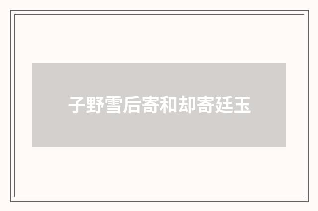 子野雪后寄和却寄廷玉
