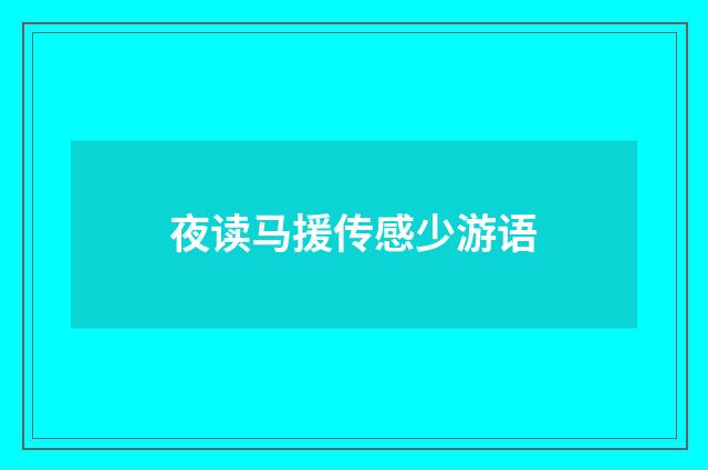 夜读马援传感少游语