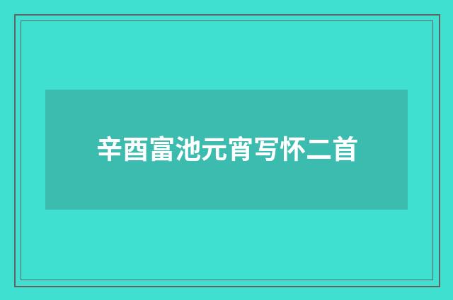辛酉富池元宵写怀二首