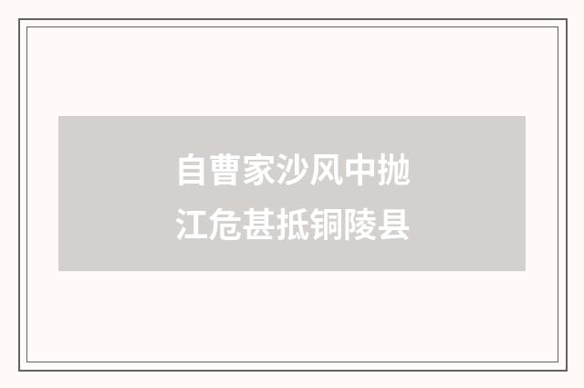 自曹家沙风中抛江危甚抵铜陵县