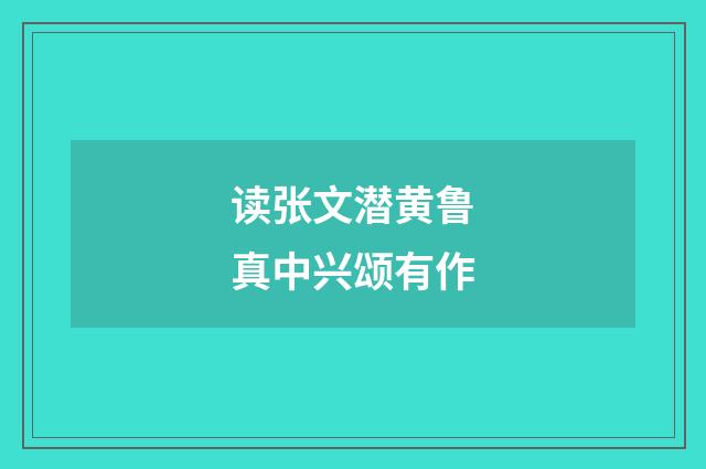 读张文潜黄鲁真中兴颂有作