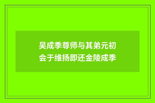吴成季尊师与其弟元初会于维扬即还金陵成季
