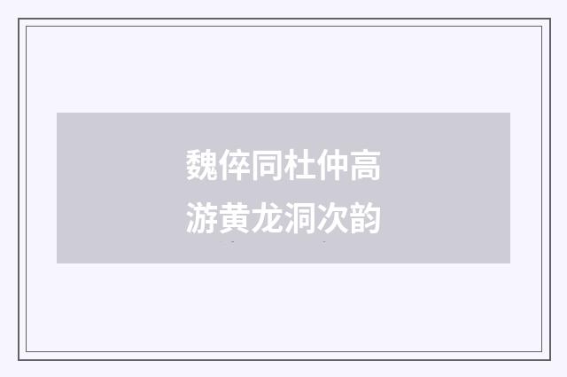 魏倅同杜仲高游黄龙洞次韵