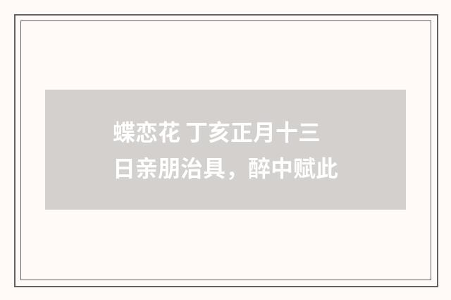 蝶恋花 丁亥正月十三日亲朋治具，醉中赋此