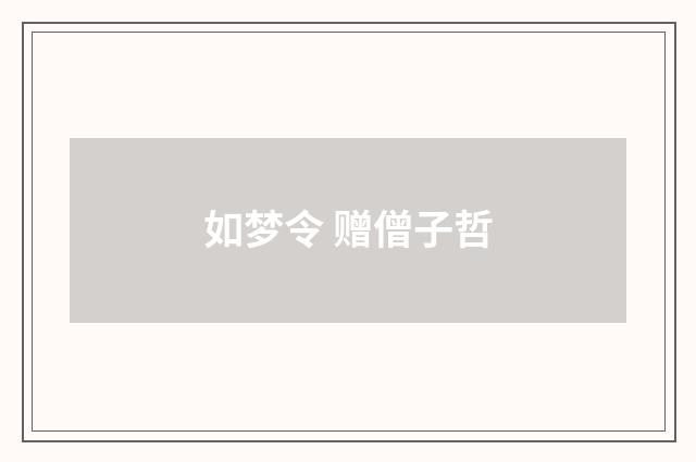 如梦令 赠僧子哲