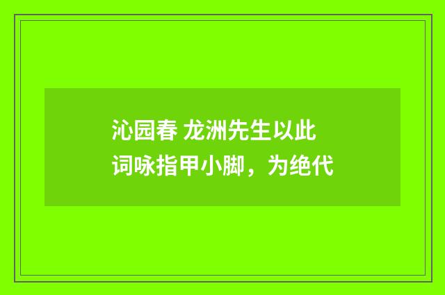 沁园春 龙洲先生以此词咏指甲小脚，为绝代