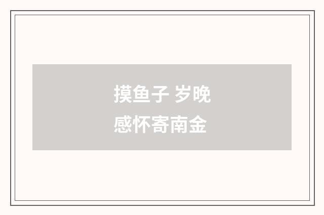 摸鱼子 岁晚感怀寄南金