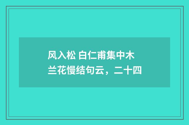 风入松 白仁甫集中木兰花慢结句云，二十四
