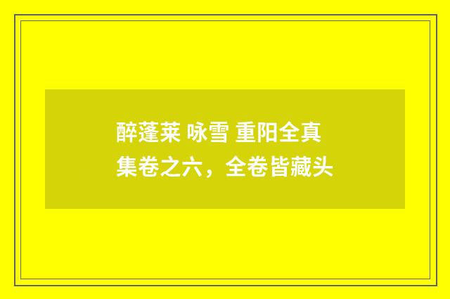 醉蓬莱 咏雪 重阳全真集卷之六，全卷皆藏头